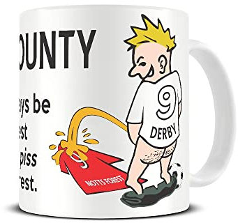 Wee On The Rival's Shirt | Football Fan Rivalry Mugs | Great Funny Gift for a Football Supporter Present Coffee Tea Mug Cup (Derby County V Nottingham Forest) WE10