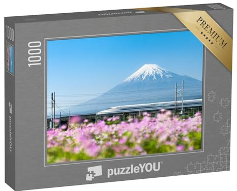 puzzleYOU: Puzzle 1000 Teile „Shinkansen Hochgeschwindigkeitszug am Fuji, Japan“ – aus der Puzzle-Kollektion Fujijama
