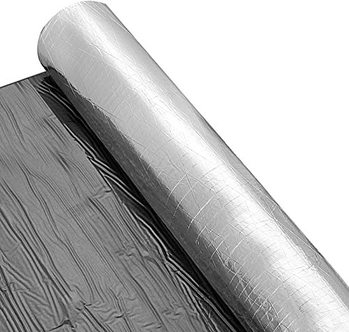 YOUNTHYE Rouleau d'isolation en mousse d'aluminium réfléchissant autocollant - 5 mm d'épaisseur - 24 cm x 10 m - Pour sols, toits, portes de garage et camping-cars