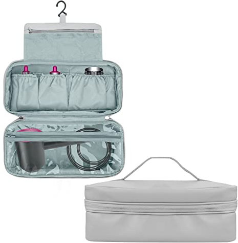 Linkidea Custodia da viaggio compatibile con Dyson Airwrap Styler, asciugacapelli portatile da appendere, bigodino, organizer per piastra, borsa da viaggio con gancio (grigio), grigio, moderno