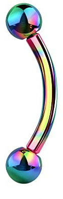 Jewel Barrel Augenbrauen Banane Piercing Curved Barbell Ohrringe Helix Daith Chirurgenstahl Körperschmuck 16g (1,2 mm) 6mm / 8mm Stablänge mit Kugeln (Regenbogen, 6)