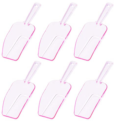 Eisschaufel, Süßigkeiten-Buffet-Behälter, Hmxpls rosa Kunststoffschaufel für Popcorn, Kekse, Süßigkeiten-Eimer, Podpocket Acryl, große Schaufel für Partys, Gefrierschrank, trockene Waren (6 Stück)