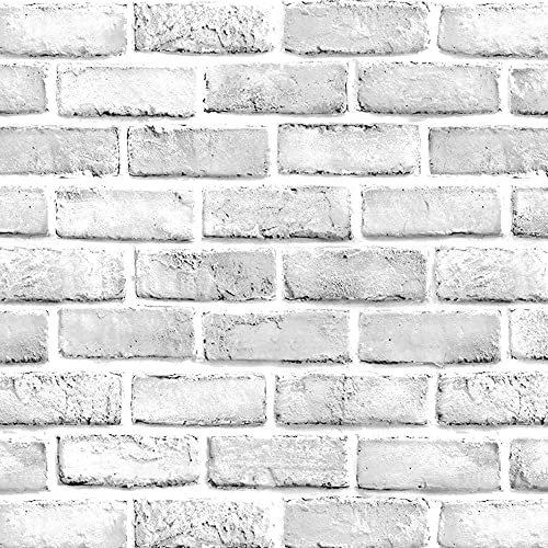 Shackcom Tapete Selbstklebend Vintage Grauer Backstein Tapeten 44.5x600cm Wandpapier Selbstklebende Wasserdicht Wandaufkleber Dekorative Aufkleber für Möbel Wandtür Küche Schlafzimmer Wohnzimmer
