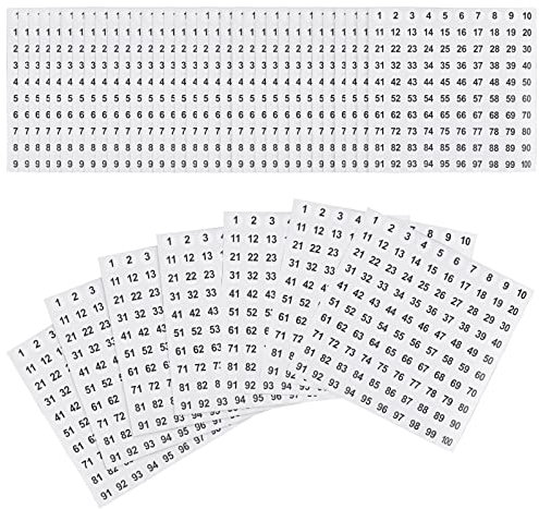 cobee Number Sticker, 1 cm 1 bis 100 Runde Selbstklebearbeitsblätter für Zuhause, Schule und Vorratskammern (30 Bögen)