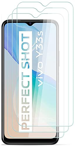 Genérico Pack 3x Protector Pantalla compatible para Vivo Y33S, Vidrio cristal templado, dureza 9H, sin burbujas, antiarañazos