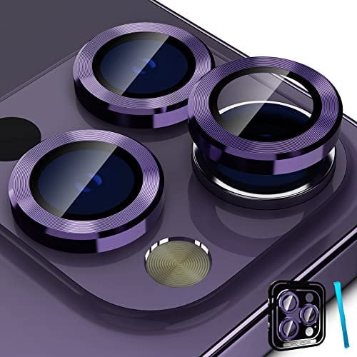 imluckies Pellicola protettiva per obiettivo fotocamera per iPhone 14 Pro/iPhone 14 Pro Max, anello singolo in lega di metallo, compatibile con la custodia, viola