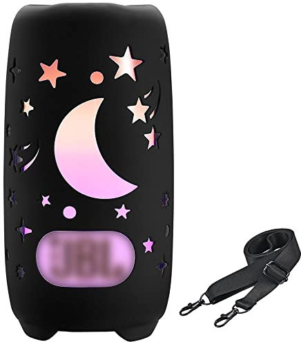 Silikonhülle Tragetasche Case Schlinge Tasche Hülle für JBL Pulse 5 Wasserdichter Bluetooth Lautsprecher (Schwarz)