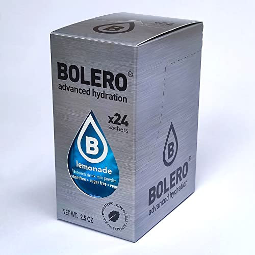 Bolero Drink 24 Bustine 3 gr grammi Sticks Frutta Preparato Polvere Solubile Per Bevanda Fresca in Acqua Prodotto, 72 grammi dolcificato alla stevia (Lemonade)