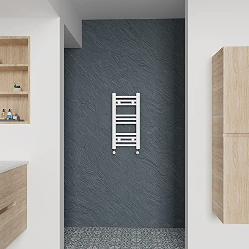 Warmehaus Curved Heated Towel Rail White Radiator 600x300mm | Contemporary Bathroom Ladder Style Radiator, Central Heating, Wall Mounted Towel Warmer, Durable Finish