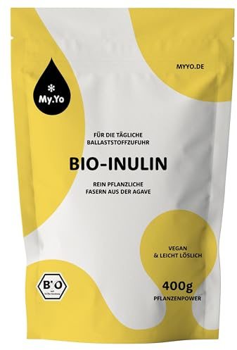 My.Yo Bio Inulin Pulver – 100% reines Inulin aus der Agave – pflanzlicher Ballaststoff für Joghurt, Müsli & Darmgesundheit – vegan, kalorienarm, ohne Zusätze – 400g