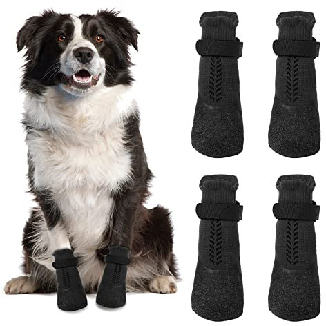 Avaner Hundeschuhe Hunde Pfotenschutz mit Weiche Gummibänder Hundesocken Anti Rutsch wasserdichte Sportschuhe Socken Hunde Schuhe für kleine Hunde im Freien, Schwarz