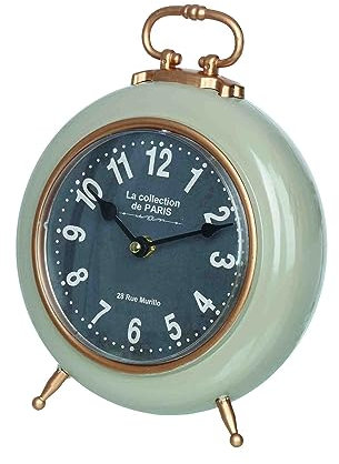 B & S Tischuhr Standuhr Retro Design Deko Uhr 28 cm grau/Gold aus Metall