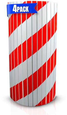 Protezione Colonne Garage | 4 unità | 40 x 25 x 2 cm - Adatto a colonne circolari, Parcheggio Riflettente - Protezione per porte e paraurti auto, evita urti e graffi. (Rosso)