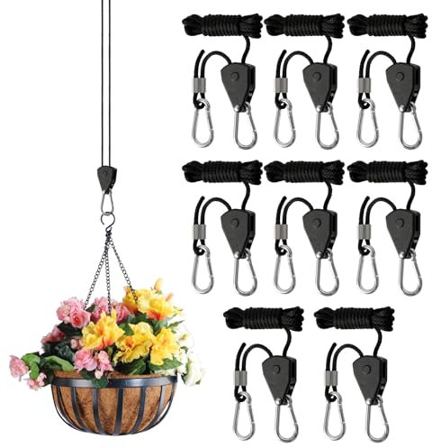 Ratchet Hanger, 8 Stück Einstellbare Seil Seilhaken Ratsche Seilratsche, 1/8 Zoll Leichte Abspannleine Zeltschnur mit Spanner Einsteller Nylon Outdoor Seil für Zelt Zeltplane Sonnensegel Camping