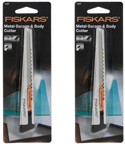FISKARS Taglierino professionale in metallo, Piatto, 9 mm, Arancione/Metallo, 1004619 (Confezione da 2)