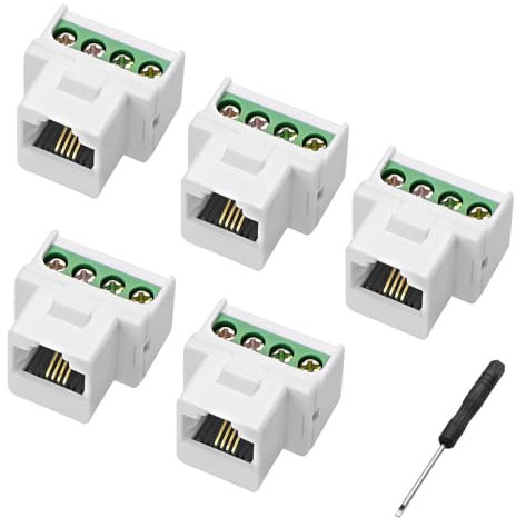 XMSJSIY Modulo telefonico RJ11 CAT3 Keystone - Femmina a vite a 4 pin, morsettiera, adattatore senza saldatura per telefono, presa
