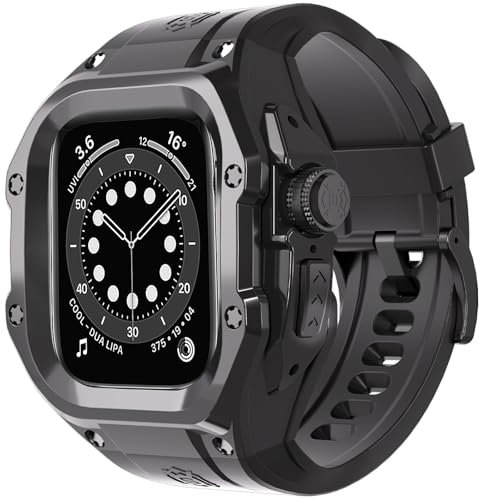 AdirMi Bracelet et Coque Compatibile avec Apple Watch Ultra 2/1 49mm, Pare-Chocs de Protection Militaire Complet Résistant Aux Chocs avec Film Pet pour iWatch Ultra 2/1,Black