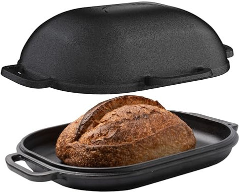 Yotecon 35cm Brotbackform mit Deckel - Idealer Brottopf, Brotbacktopf, Brotbackset Gusseisentopf Brotbacken, Ideal als Kastenform, Toastbrot Backform Pizza Truthahn Eintopf Kuchen