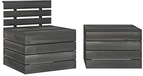 BUKSCYJS GartenmöBel Set,2-TLG. Garten-Sofagarnitur aus Paletten Kiefernholz Dunkelgrau FüR Garten, Terrasse, AußEnbereich, Balkon