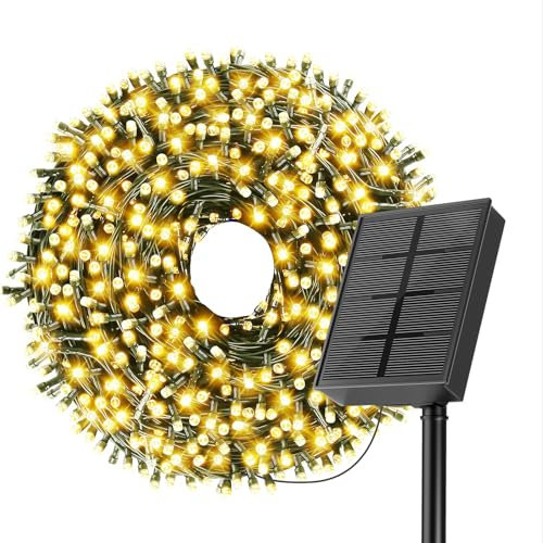 SOLARBABY Solar Lichterkette Aussen, 22M 200LED Weihnachtsbeleuchtung Außen Wetterfest mit 8 Modi IP65 Lichterkette Außen Solar Weihnachtsdeko Outdoor für Garten Bäume Terrasse Balkon-Warmweiß