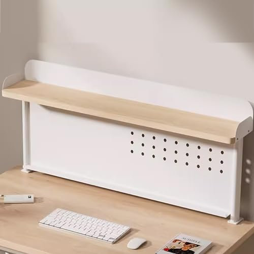 YCNLYSSR Steel Clamp-on Desk Pegboard, Clamp on Desk Shelf, Adjustable Desk Extender Side Table, Desk Extender Pegboard Workstation,C-Clamp Design with Rubber Pad(Walnut,113cm/44.5)