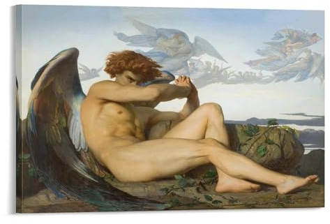 LZTEN Kunstdruck auf Leinwand, Motiv: Fallen Angel von Alexandre Cabanel, Wandkunst, Ölgemälde, Dekoration, gerahmt, 30,5 x 45,7 cm