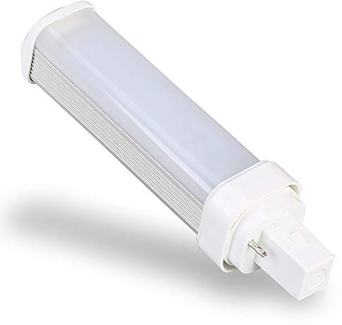 E-Simpo 1pc G24d 2-Pin Led Light Bulb 5W/4.7 PLC10W LED PL Horizontal 180D View Angle 2U Tube Plug in PL-C CFL Replacement Frosted Daylight 6000K (5W LED for PLC-10W, 4.7)