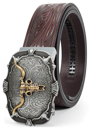 BELTROAD Ratchet Belt for Men, Western Belt Leather Cowboy Belts for Jeans Cowgirl Festival Christmas Gifts