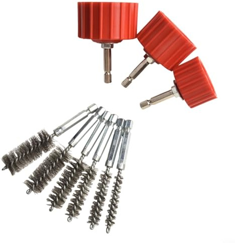 CWOQOCW Copper Pipe Cleaner Set, Wire Brush Power Tube Cleaning Brush For Power Drill Tube Cleaning Brush(3PCS)