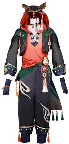Luoweiming Genshin Impact Gaming-Cosplay-Kostüm, komplettes Set, Outfit-Set, Halloween-Partykleidung (Schwarz, XL)