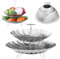 Navaris Vaporera Cocinar Vapor - Vaporera Acero Inoxidable 26,5 cm de 2 Niveles con Asa - Cesta Vaporera para Cocinar al Vapor Verduras Carne Pescado - Cocina al Vapor Saludable