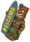 ABOOFAN Hawaii Tiki Gartenfigur, Kleine Tiki-Statue Mit Surfbrett, Dekoratives SammlerstüCk FüR Bonsai, Balkon, Terrassendekoration