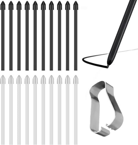 Viojrlly Lot de 20 S Pen Tips Pointes de Remplacement pour Samsung Galaxy Tab S9/ S9 FE/ S9 FE+S8 / Tab S8+ Plus/Tab S8 Ultra, avec Outil à épiler, Compatible avec Samsung Galaxy Tab S8 (Blanc Noir)