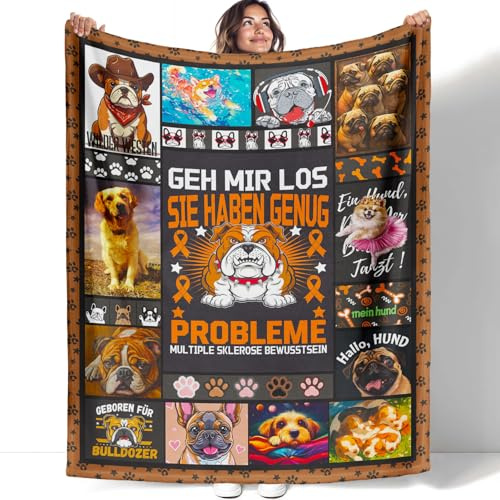 YISUMEI Hund Kuscheldecke 125x150cm, Niedliches Welpenpfotenmuster Hund Decke, Kinder Weich Flauschig Fleecedecke, Geschenke für Mädchen Jungen, Braun
