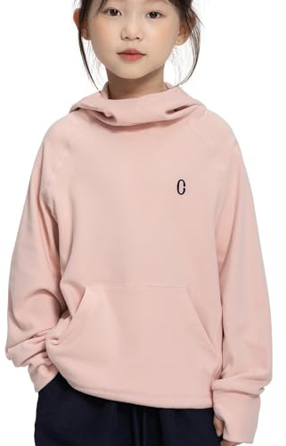 Rolanko Sudaderas con Capucha de Forro Polar para Niñas Manga Larga Pulóver Ligero y Cómodo con Capucha y con Bolsillo, Ropa Deportiva Cálida para Niños, RosaCoral, 13-15 Años, 170