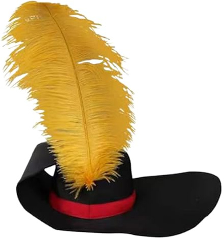 LEREAMTP Elegante schwarze Feier Party Hut Weihnachtsmütze mit gelber Feder Filz für Damen & Herren Urlaub Caroler