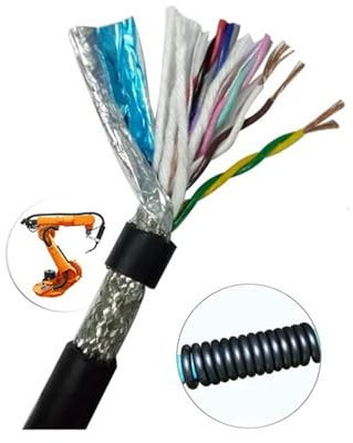 Cable de señal apantallado, Cable blindado de par trenzado, cadena de arrastre flexible de PVC de 1M, señal 485, varios tamaños, negro gris(Black,17AWG 1.0MM-2 CORES 1M)