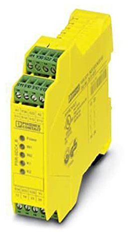 PHOENIX CONTACT PSR-SCP-24DC/SDC4/2X1/B icherheitsrelais für Not-Halt, Schutztür & Magnetschalter Sowie für Lichtgitter, 2 Schließer, TBUS-Schnittstelle, Steckbare Schraubanschluss-Klemmen