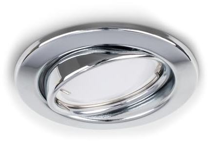 MiniSun | Polished Chrome Tiltable Steel Ceiling Recessed Spotlight Downlight | LED Bulbs, Home Décor & Improvement Essential | Includes Bulb [Warm White]