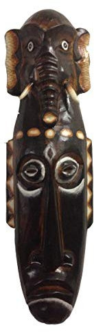 Kunsthandwerk Asien Maske Elefant aus Holz, Größe 50 cm, Holz-Maske aus Bali, Wandmaske