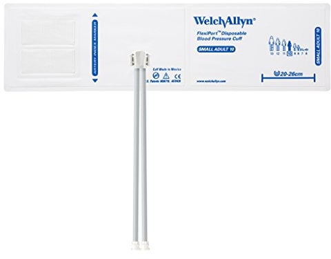 Welch Allyn SOFT-10-2MQ-1 FlexiPort Cuff, Small Adult, Disposable, Soft, Two-Tube, Locking (Pack of 20)