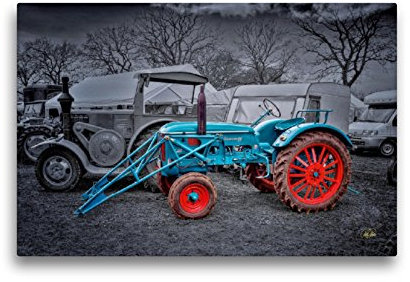 Premium Textil-Leinwand 45 x 30 cm Quer-Format Oldtimer Traktor Hanomag | Wandbild, HD-Bild auf Keilrahmen, Fertigbild auf hochwertigem Vlies, Leinwanddruck von Peter Roder