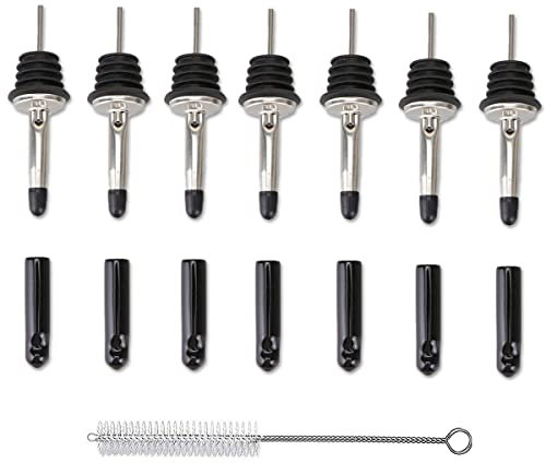 LEGERM Verseurs Inox à Débit Rapide, Bec Verseur pour Huile, Vin, Champagne, Bière & Spiritueux avec Brosse de Nettoyage