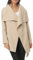 Malito Damen Mantel kurz mit Wasserfall-Schnitt | Trenchcoat mit Gürtel | weicher Dufflecoat | Parka - Jacke 3041 (beige)