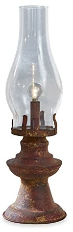 Loberon Laterne Quinn, historischer Charakter, inkl. LED-Leuchtmittel, batteriebetrieben, Lampe mit Antik-Finish, Glas, Eisen, klar/antikbraun