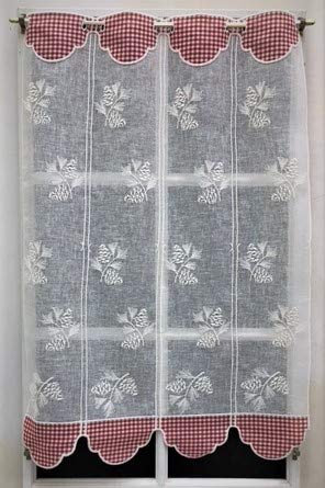 Brise bise Etamine Naturel Vichy Bordeaux 90 cm Réf. 3231V.90BO.Note Importante ! 1 unité = 15 cm de Largeur. Si Vous n'achetez qu'un Seul Article, Vous recevrez Un Rideau de Seulement 15 cm.