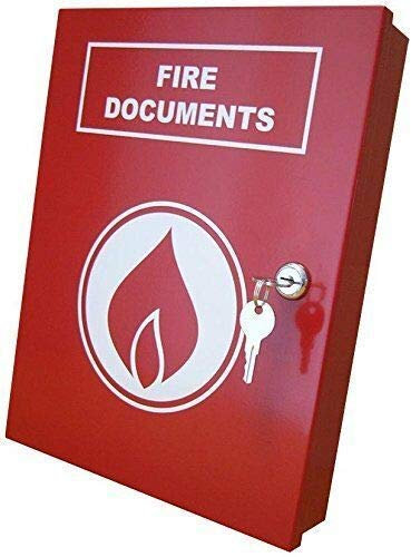 Elmdene A4 Red Fire Documents Log Book Lockable Secure Storage Box with Key Lock
