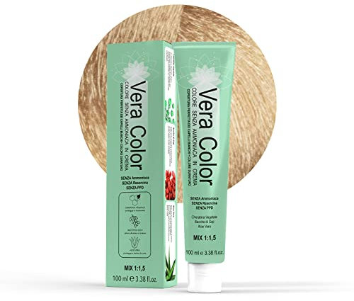 Vera Color, Coloration sans Ammoniaque, Coloration Professionnelle de Longue Durée avec Kératine Végétale, Aloe Vera et Goji Berry, Noir Bleu 1.1, 100 ml
