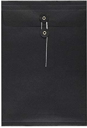 Umschlag C4, 324 x 229 mm + 25 mm Falte, Schwarz, Bindfadenverschluss, Kraftpapier, Versandtasche -10er Pack