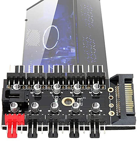 PC Chassis Fan Hub, Computer Tempreture Regulator, 4Pin CPU Kühlungs Hub, Lüfter Chassis Fan, Lüfter Drehzahlregler, Gehäuselüfter für Computergehäuse mit PWM Kabel(SATA)